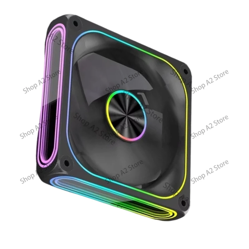 5V ARGB Infinity Mirror 120mm Case Fan, High Airflow Ultra Quiet LED RGB Cooling Fan for Gaming PC Chassis