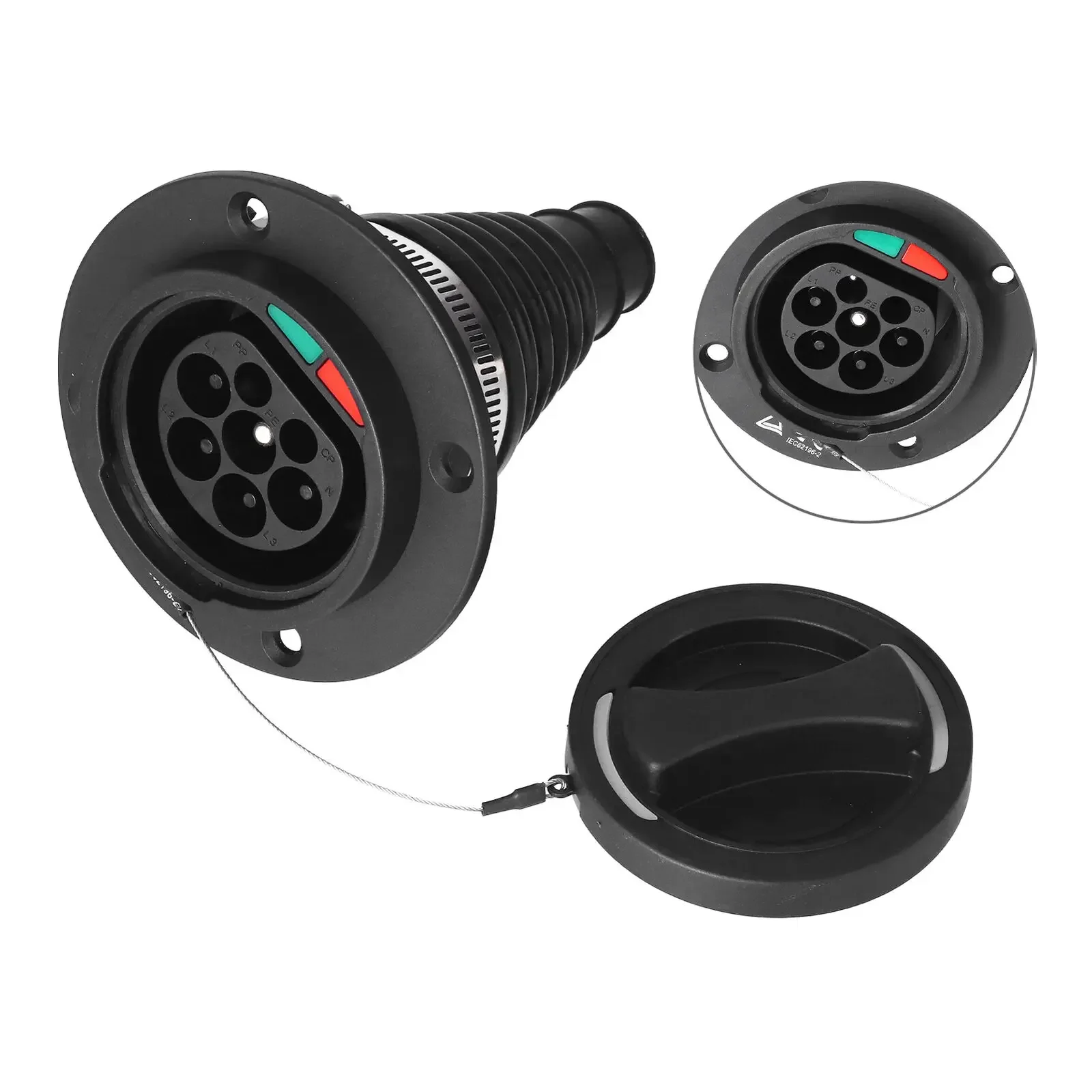 Prise de charge EV Type2 16/32A 1/3 phases IEC 62196-2 chargeur de protection IP54 mâle