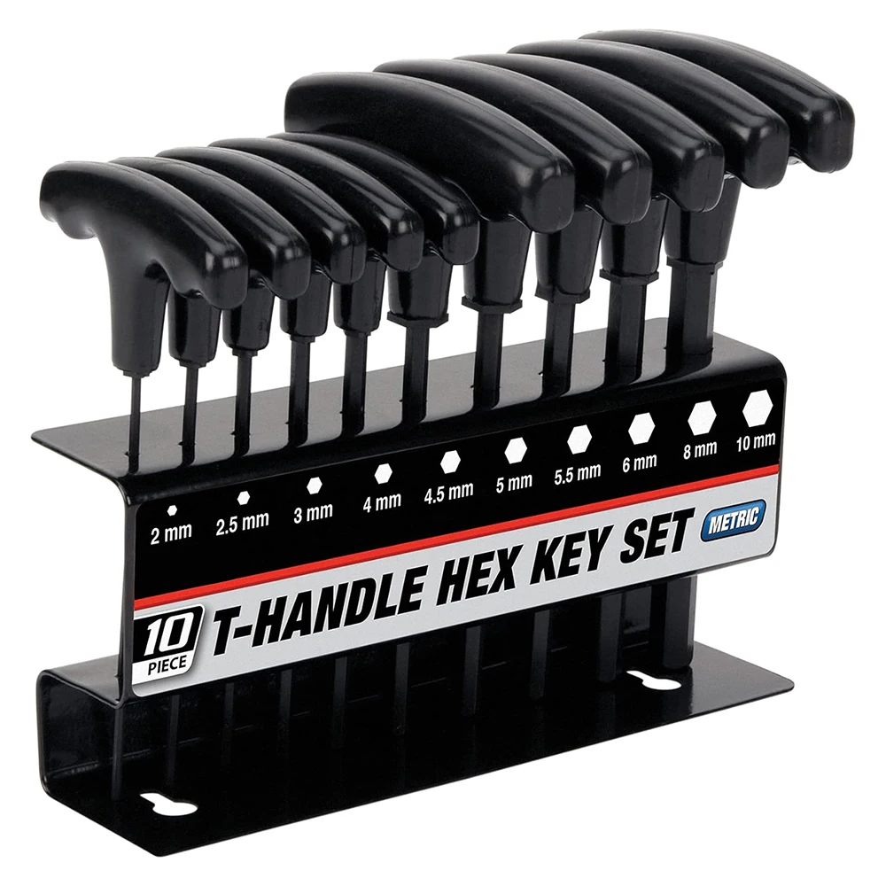 10pcs Metric or Inch T-Handle Hex Key Allen Wrench Tool Set or Star T-Handle Hex Key Set with Convenient Storage Stand