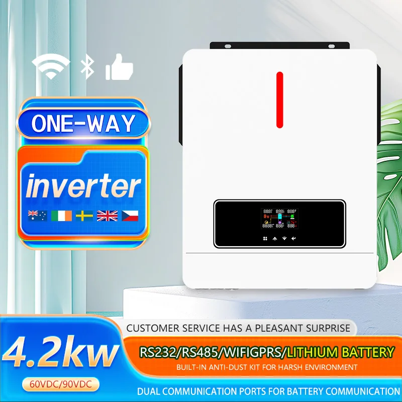 4.3kw موجة جيبية نقية عاكس الطاقة 110 فولت 220 فولت قابل للتعديل للنظام الشمسي المنزلي RV مخزون الولايات المتحدة