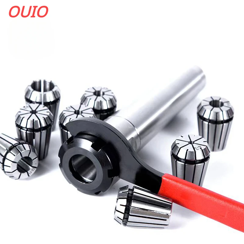 OUIO ER25 Collet Set Spring Clamps 9PCS MT2 ER25 M12 1PC ER25 Wrench Collet Chuck Morse Holder Cone for CNC Milling Lathe Tool