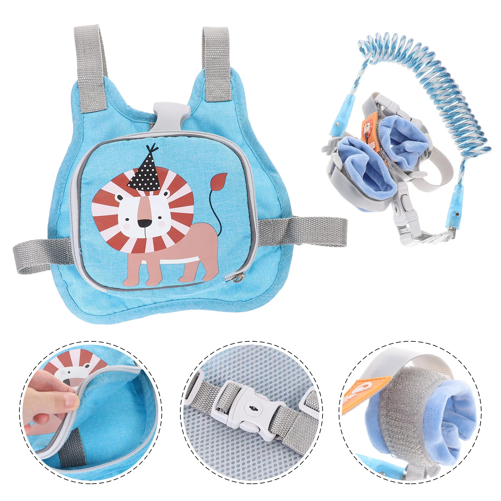 

1Set Anti-Lost Backpack Leash for Toddlers Lion Design Detachable Harness with Reflective Strap Child Safety Gear for Outdoor