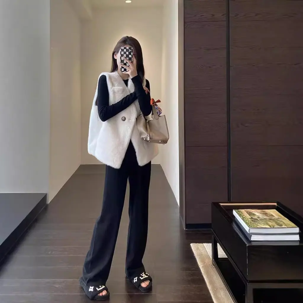 

Women's Fur Plush Vest Warm Fashionable Thick Coat Environmentally Friendly Autumn Winter New F092114 Matching Artifact