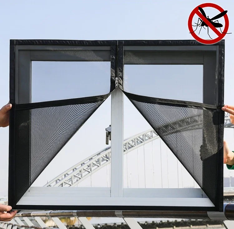 Malla de malla para ventana de insectos, cortina antimoscas para interiores, tul de verano Invisible antimosquitos, mosquitera con cremallera