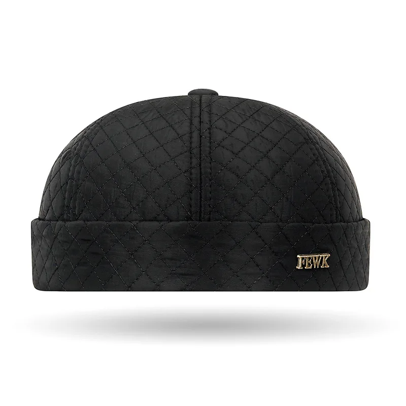 Autumn and winter FEWK quilted and embroidered diamond pattern melon skin Tang hat men's outdoor fleece landlord hat