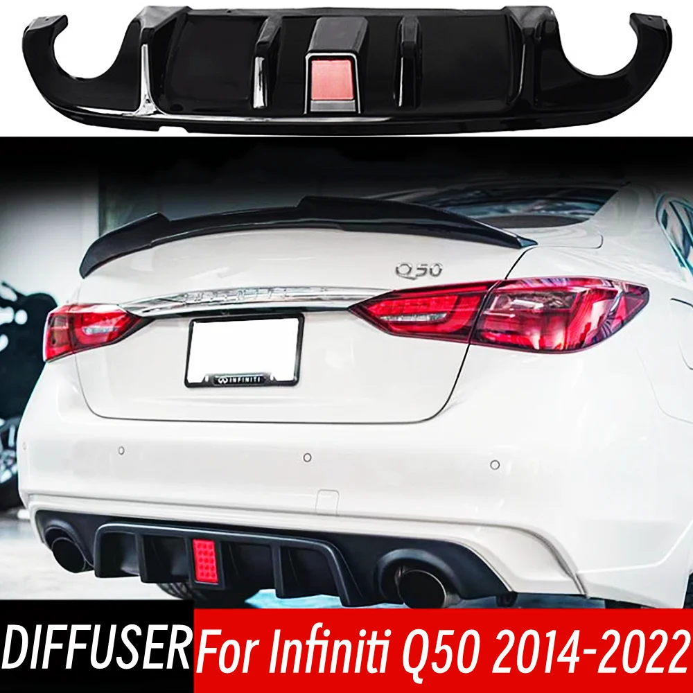 For 2014 2015 2016 2017 2018 2019 2020 2021 2022 Infiniti Q50 Rear Bumper Diffuser Splitter Spoiler Car Exterior Accessorie Part