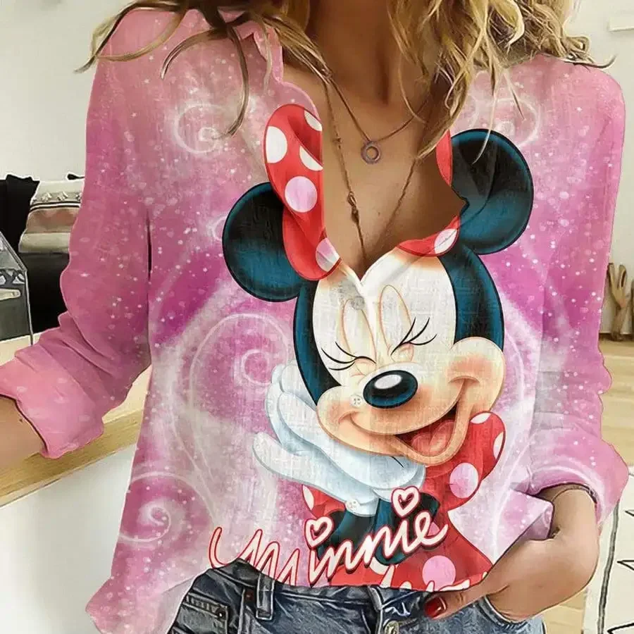 2023 Disney Shirt Women'S Fashion Disney Graphic Loose Shirt New Fashion Fashion New Women'S Top Minnie Mouse Temperament Top