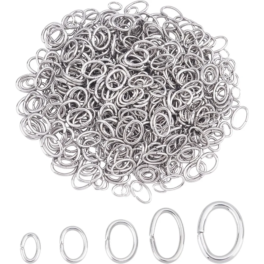 

1000pcs 5 Sizes Oval Jump Rings Stainless Steel Close but Unsoldered Jump Rings Connectors Jewelry Ring for Chainmail Jewelry