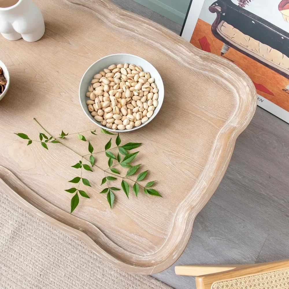 Table basse en escalier naturel, table de canapé pour la famille, la salle à manger ou le salon, les petits espaces, finition décroissante à la main, tables basses