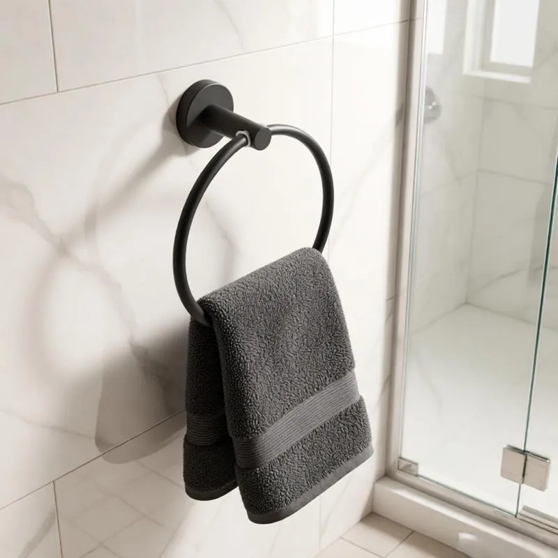 Bathroom Accessories Black Towel Ring  Round Towel shelf Bathroom Hardware