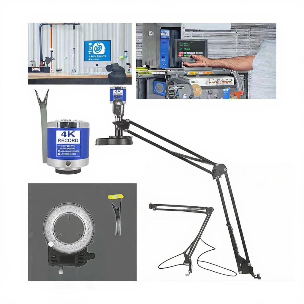 SANQTID Monocular Electronic Microscope with 4K Camera LED Ring Light and Stand