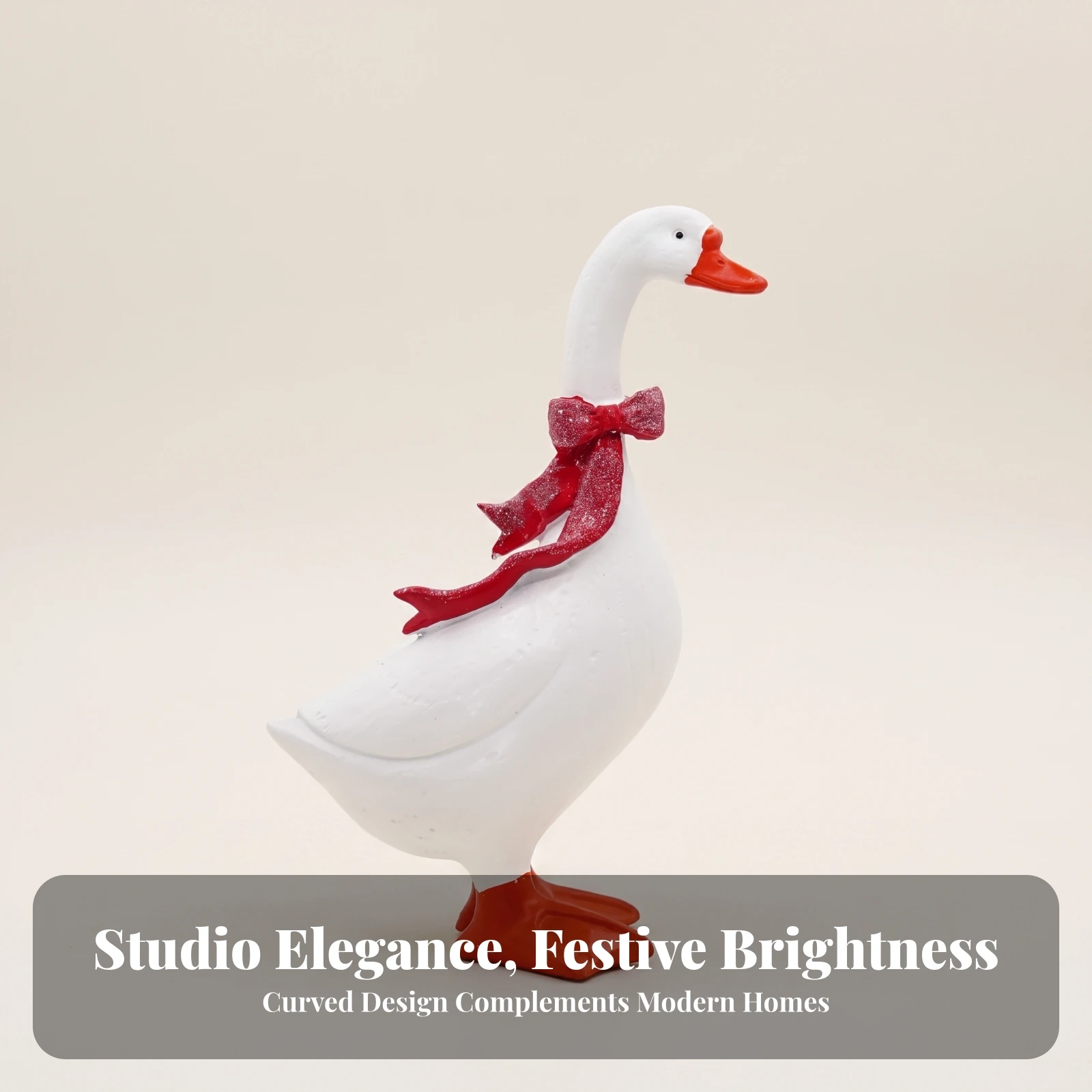 Goose Figurine with Scarf Cute Goose Figurine Ornament Long-Lasting Decor Compact for Garden, Porch