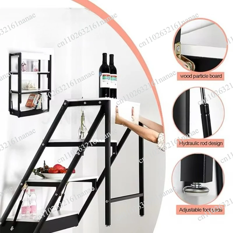 Floating Study    Spring Swing Mounted Convertible Wall Shelf Iron Frame With Legs Desk Kitchen Dining Folding
