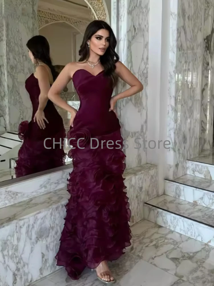 Elegante Avondjurken Sweetheart Zeemeermin Bloemen Formele Jurk voor Vrouwen Strapless Feestjurk Aangepaste فساتга Byd