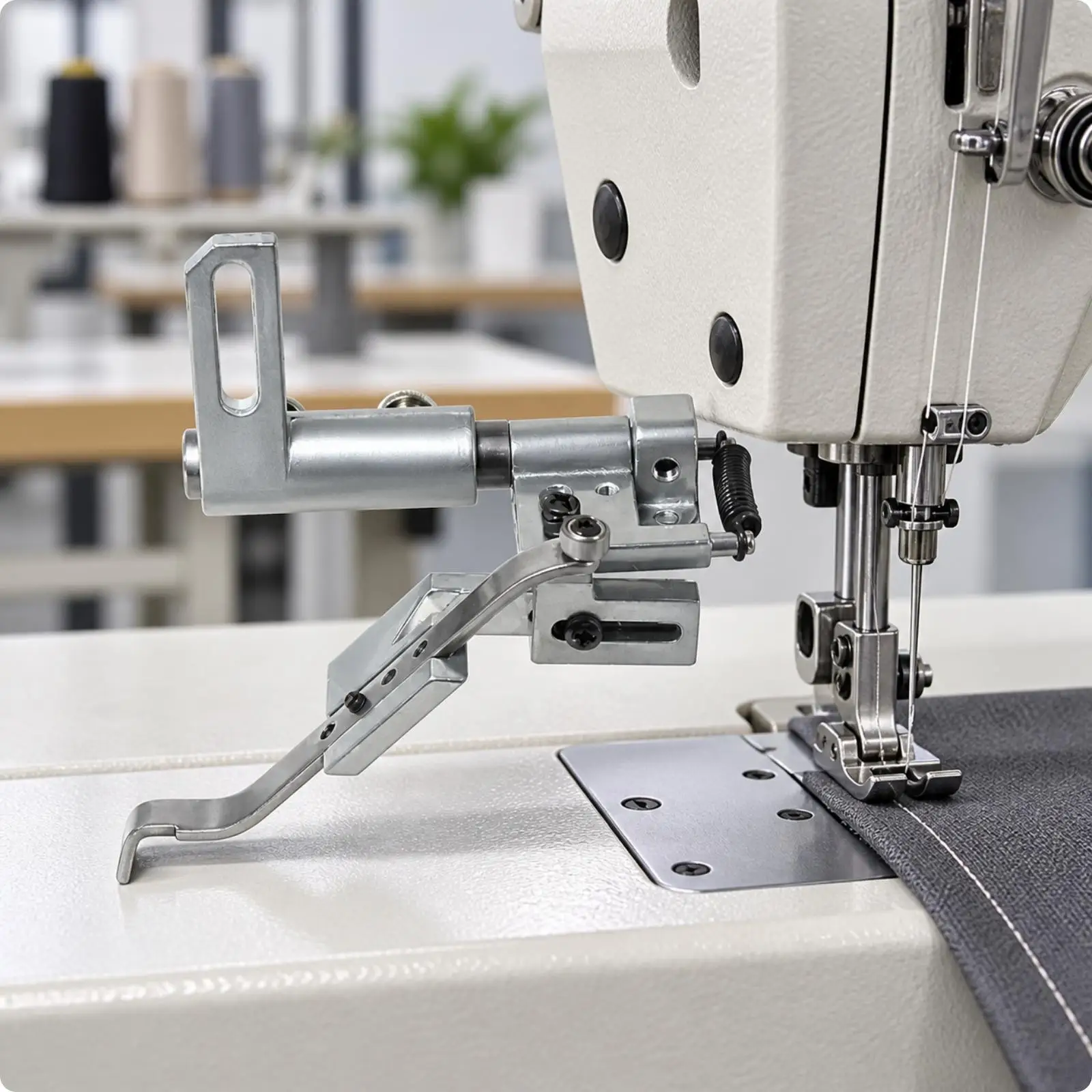 Steel Sewing Machine Edge Guide Attachment with Curved Guide Arm for Industrial Sewing Machines Consistent Seam Distance and