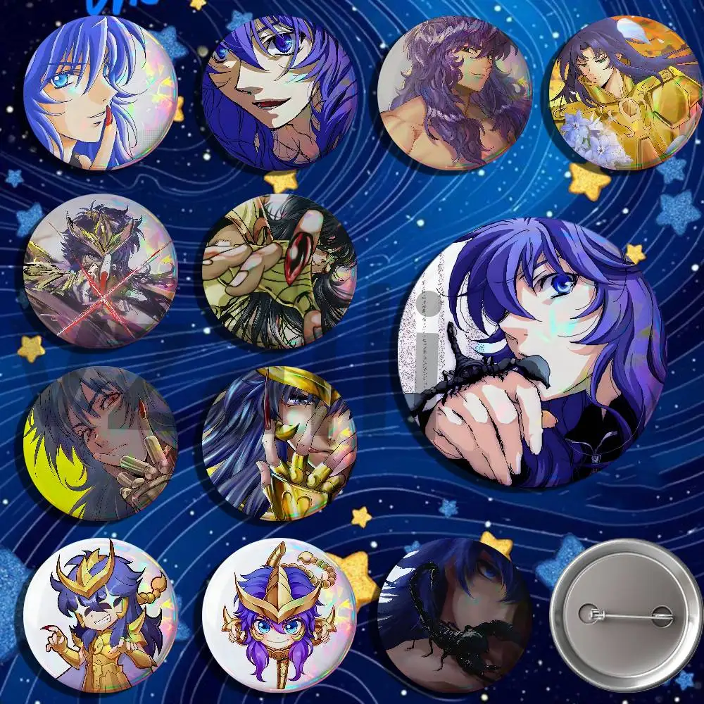 S-Saint Scorpio Milo Button Pin Single Pack Anime Merch for Ita Bags Badge Collectible Buttons TH