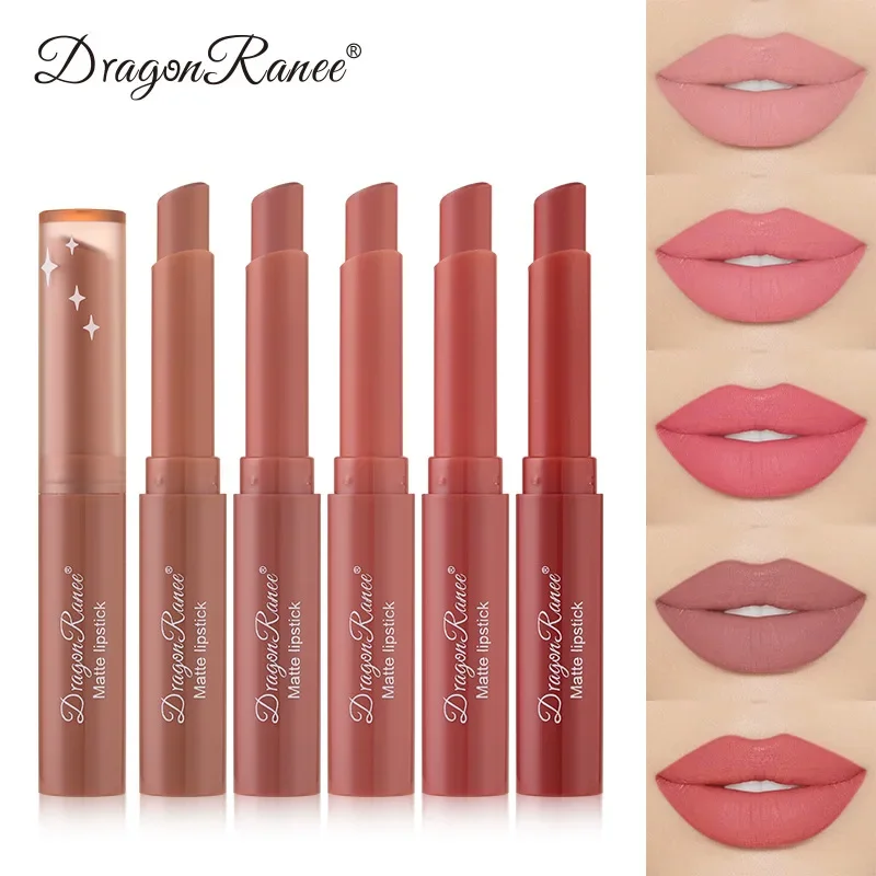 12 Colors Matte Lipstick BeautyLip Gloss LippenstiftTinted Balm Rotate Lipstick Makeup  Nude Bean Paste