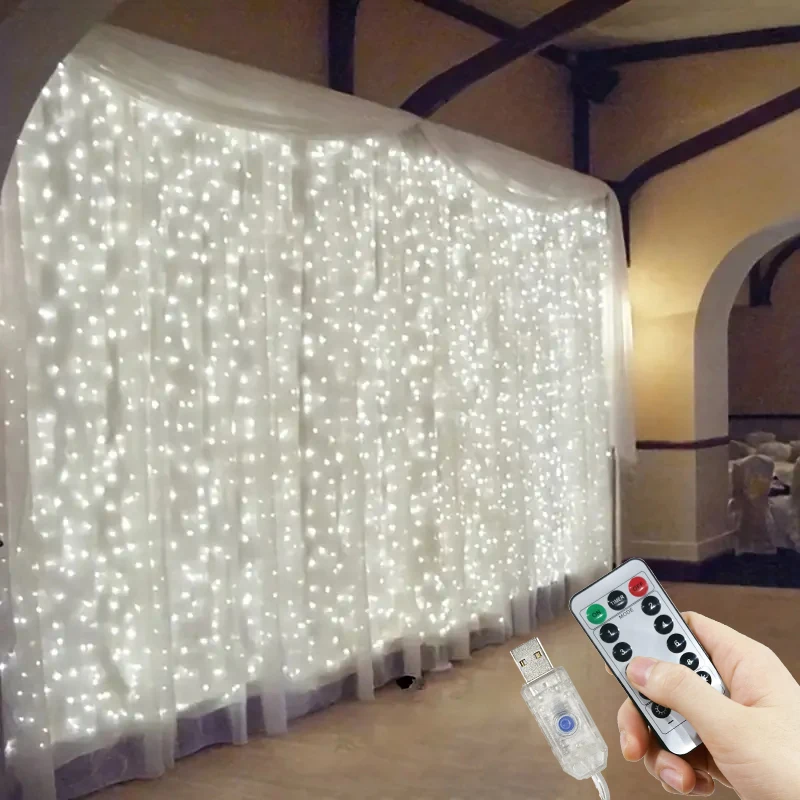 

Curtain LED String Lights Garland USB Festoon Remote Control Fairy Garland Lights Valentine's Day Decoration for Bedroom Home