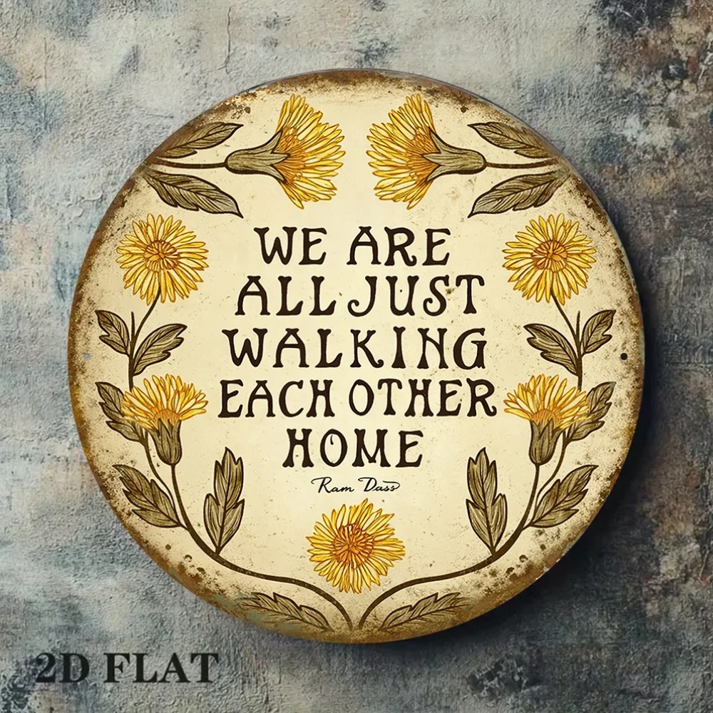 2D Flat - 1pc 2D Flat Round Sign, Retro Plaque, Content: 