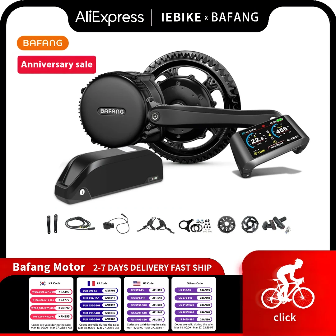 Bafang 모터 750W 48V BBS02 BBS02B 미드 드라이브 전기 모터 Ebike 키트, 완전 52V 20Ah 배터리, 8Fun 미드 드라이브 모터 BBS02