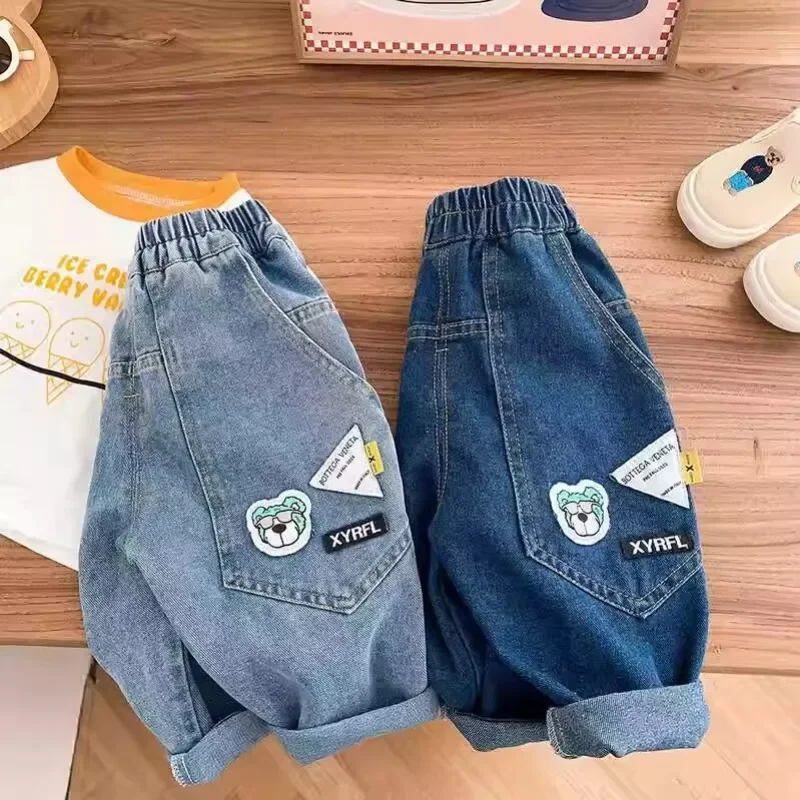 New Children\'s Loose Daddy Pants Little Boy Cowboy Pants Korean Version Boy Jeans Spring and Autumn