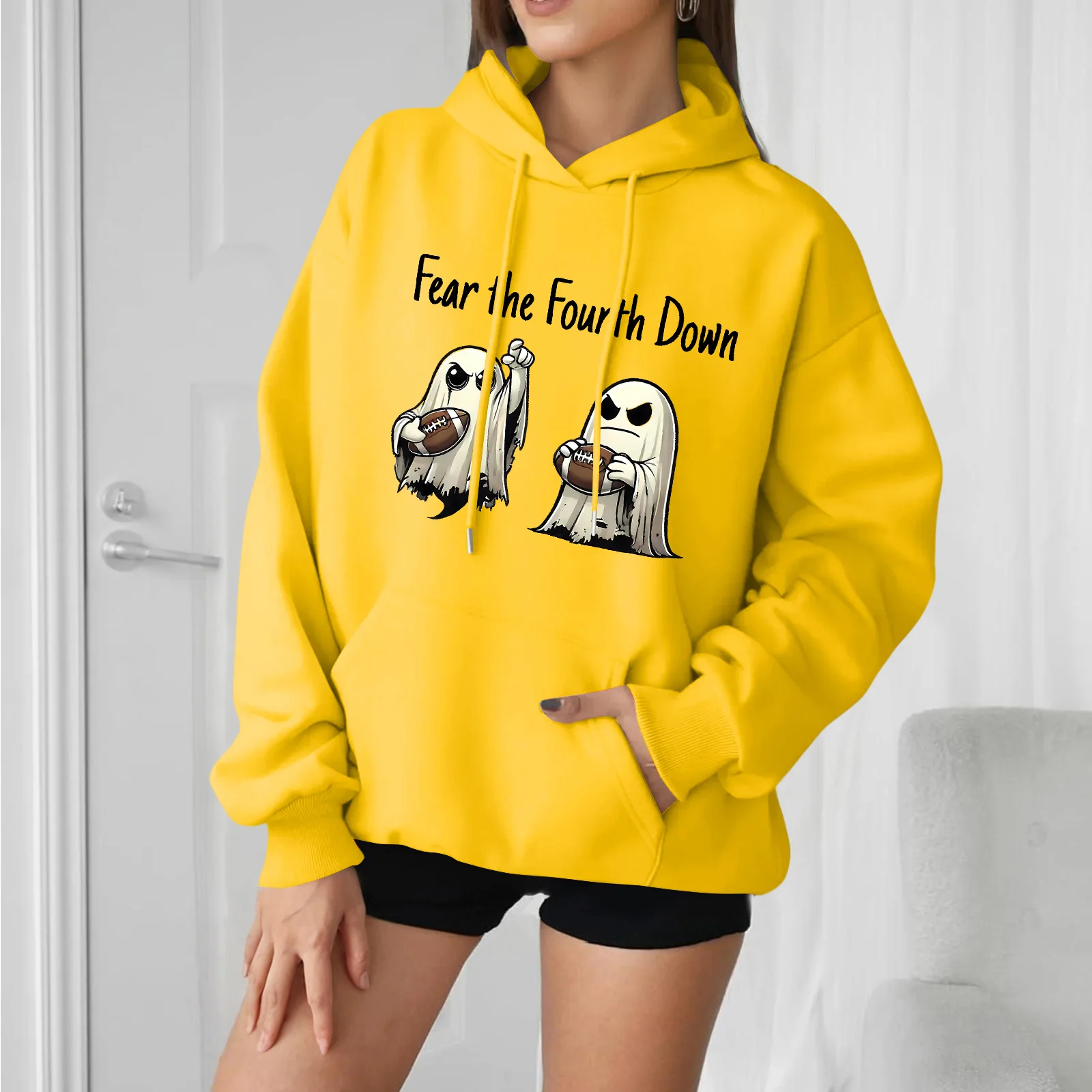 2025 femmes décontracté mode confortable col rond avec capuche à manches longues Halloween imprimé chaud sweat Sudaderas De Mujer