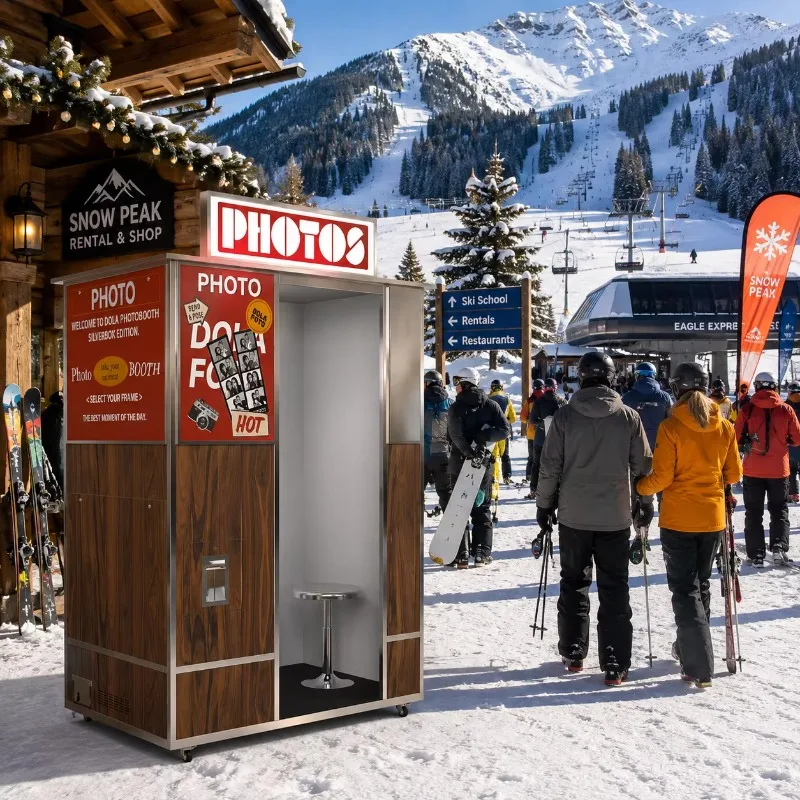 Outdoor Stainless Steel Photo Booth Kiosk Customized for Beach Seaside Night Market and Street Activity Business