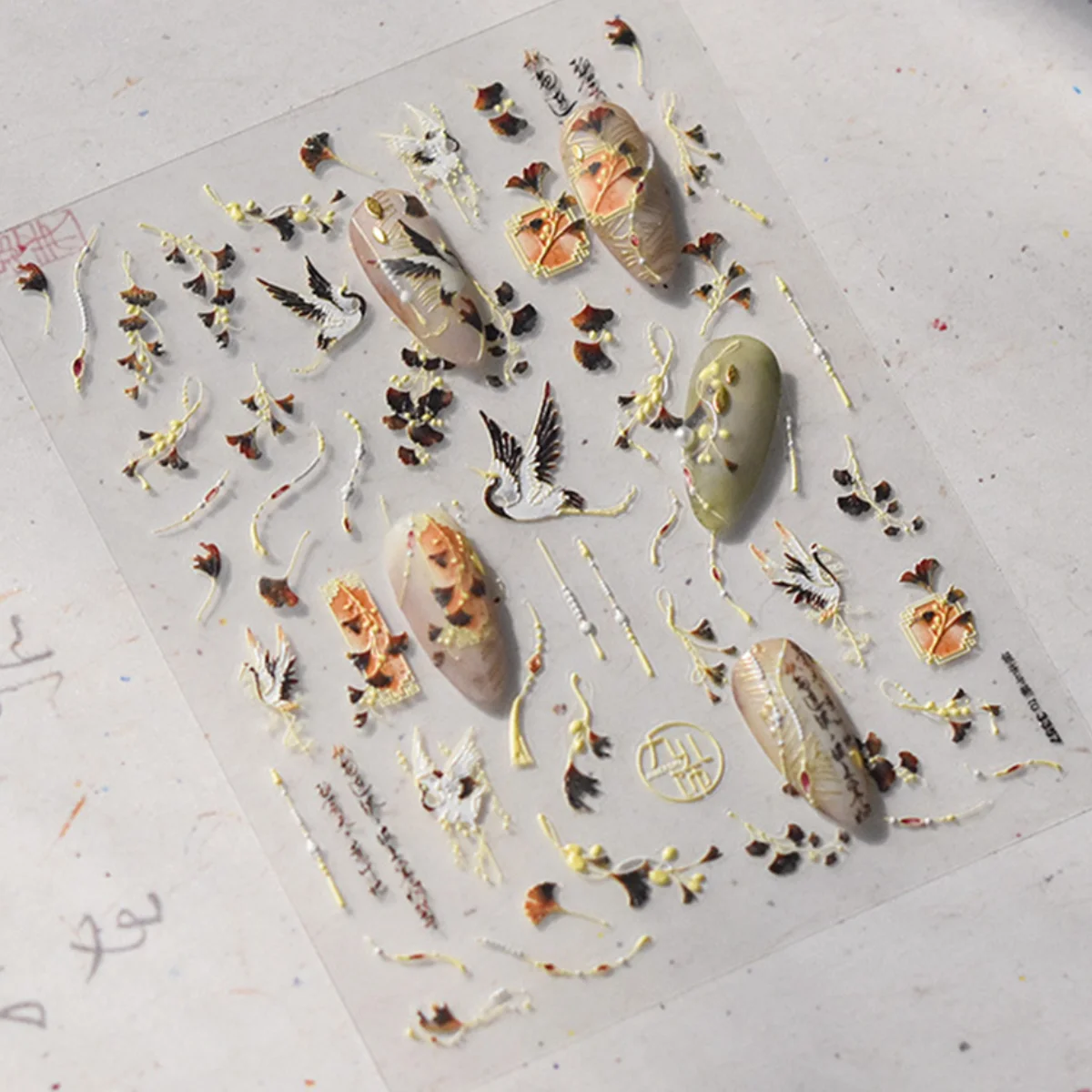 Autocollants 5D pour Ongles avec Grue Alberoise, Animaux Rétro Japonais, Krasnoours, Fille Adhésive, N64.Décorations, Décalcomanies Coulissantes, DIY, 1 Pièce