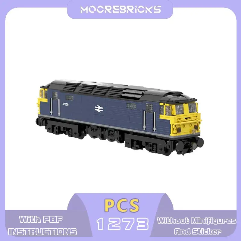 MOC 8 Stud Class 47 Diesel Locomotive Train Building Blocks Motorised BR Blue Express Railway Vehicle Bricks Adult Gift
