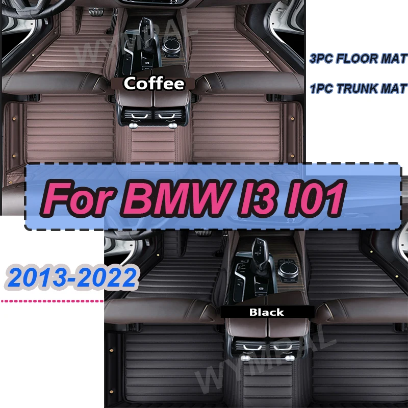 

LUXURY Car Floor Mats For BMW I3 I01 2013~2022 Luxury Leather Mat Rug Auto Waterproof Carpet Set Interior Parts Car Accessories