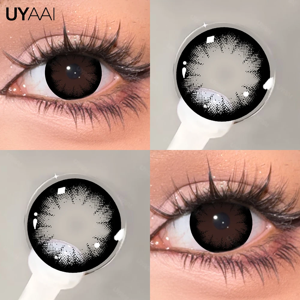 UYAAI Farbkontaktlinsen, schwarze Linse für Augenkosmetik, Damenzubehör, blaue Augen, Kontakt-Make-up, Schönheit, Colorcon, Wasserlicht