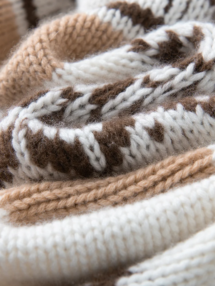 ADDONEE automne hiver femmes 100% pull en cachemire col rond pull juste île Jacquard Style cachemire tricots épaisseur tissu