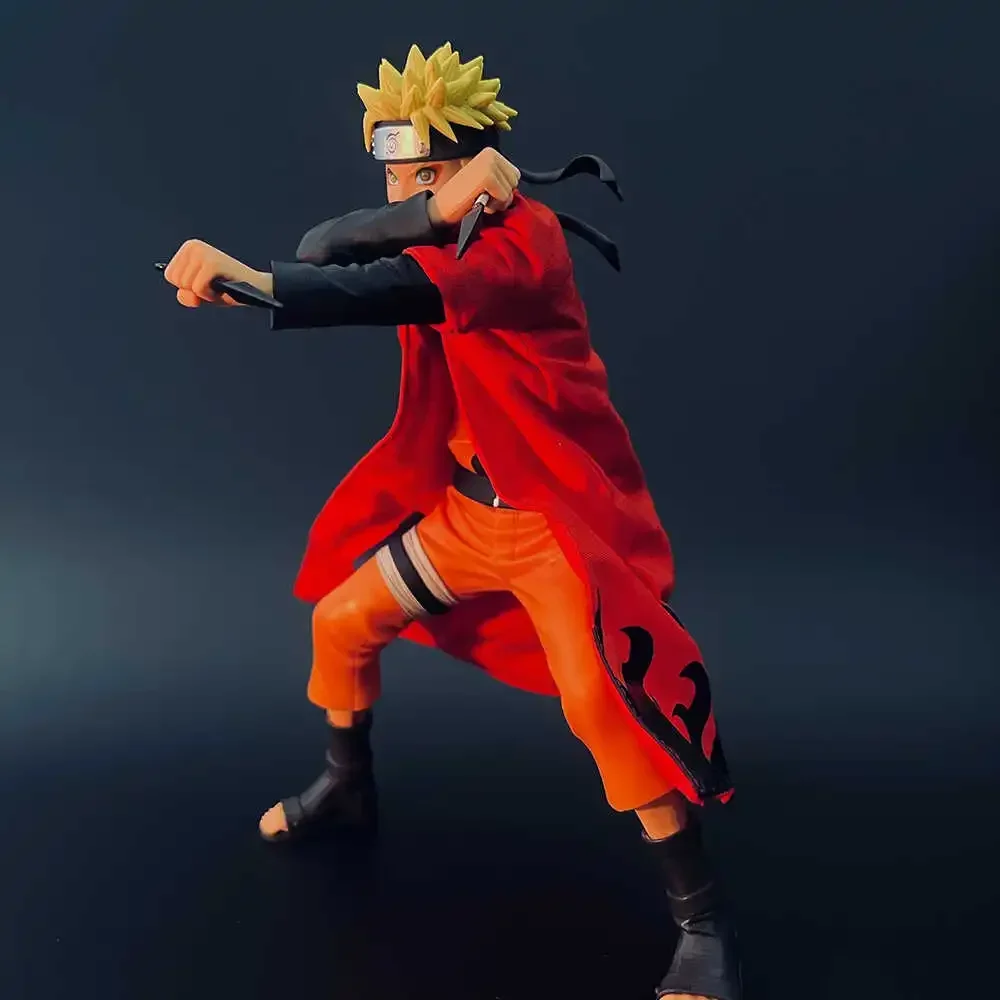 Auf Lager Naruto handgemachte Maßstab japanische Anime Charakter Ninja Uzumaki Naruto roten Umhang Umhang für männliche Soldaten Action figur