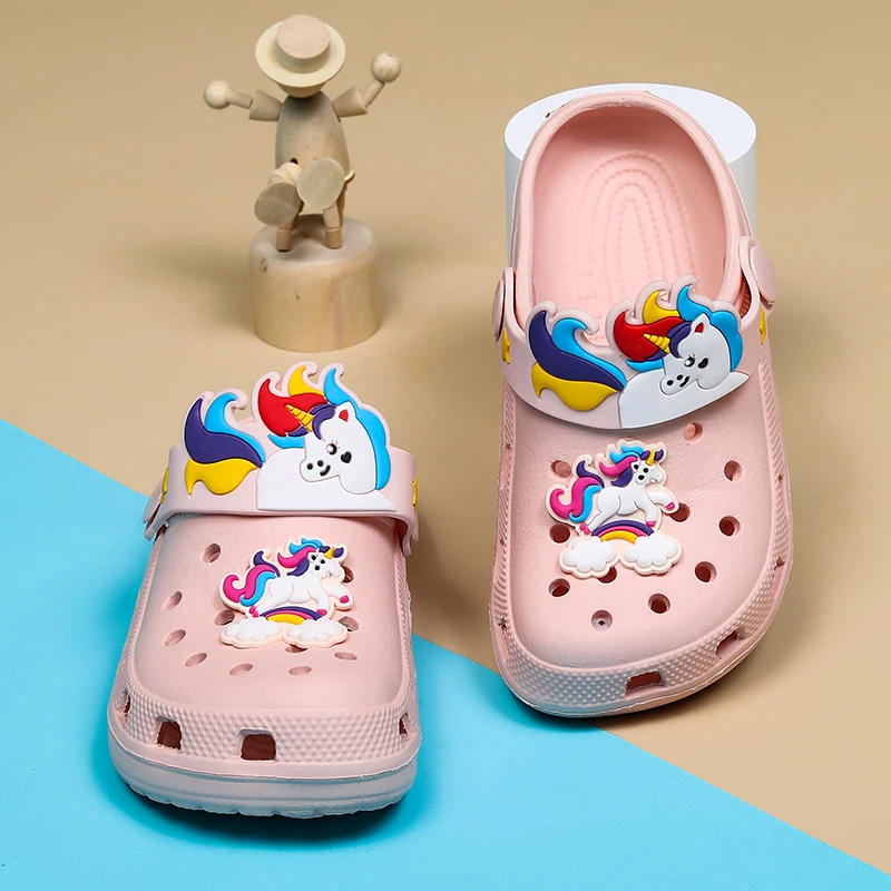 STRONGSHEN Kids Unicorn Dinosaur Sandals Boys Girls Mules Clogs Summer Garden Shoes Beach Slippers Infantiles Hole Shoes