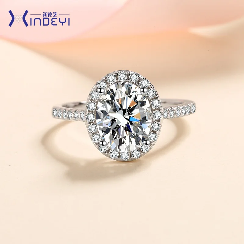 New 18K Real Platinum PT950 hand jewelry women's rosette inlaid special-shaped 1 carat 2 carat moissanite ring wedding ring