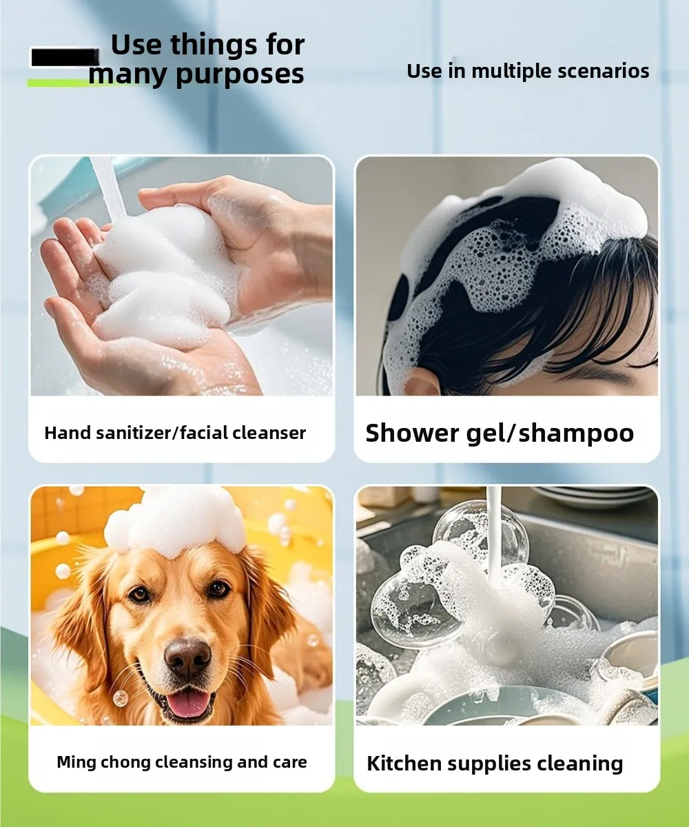 Portable Electric Foam Dispenser Soap Shampoo Dilution Bottle Auto Bubbler for Human Pet Bathroom Shower Cleaning Tool