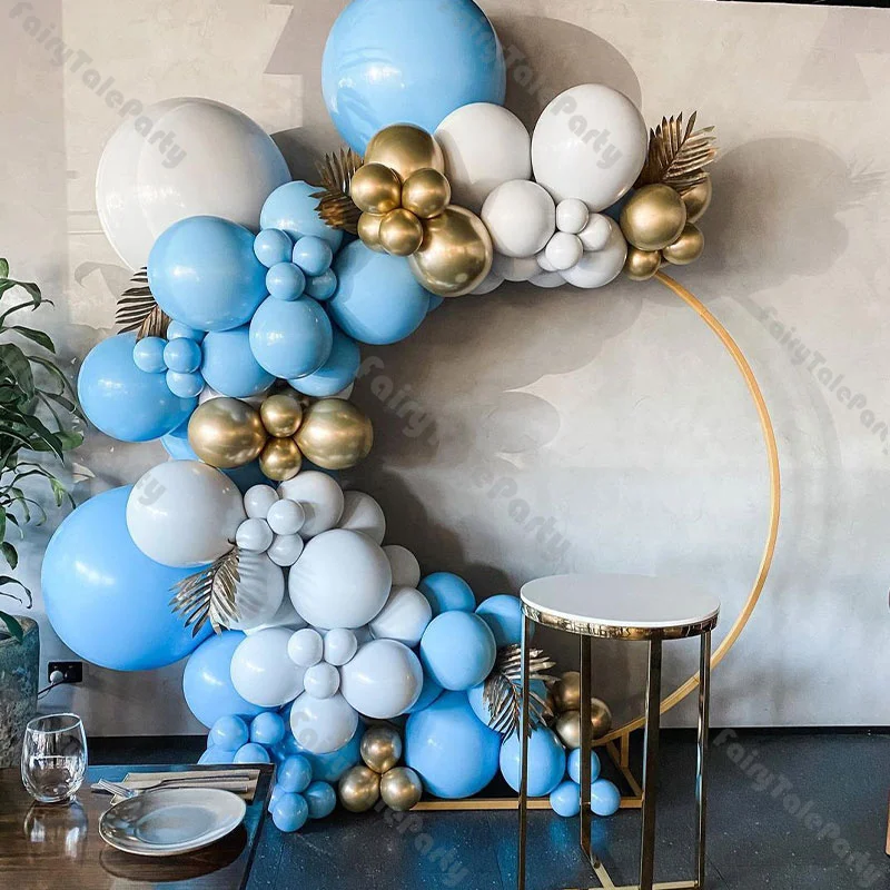 

113pcs Blue Gold Gray Balloon Garland Arch Kit Doubled Balloon Decorations Kids Baby Shower Birthday Party Wedding Decorations