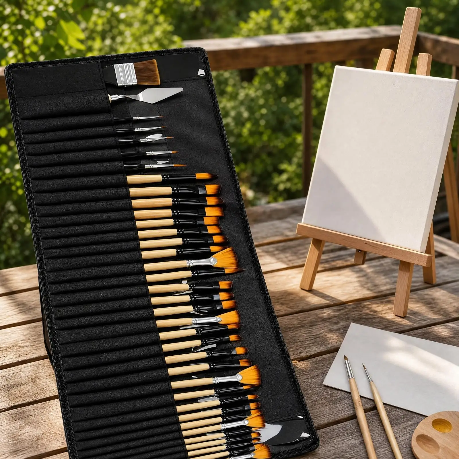 Professional Paint Brushes Kit Watercolor Acrylic Gouache Artist Brush Set with Palette Knife for Fine Detail Texture Drawing on