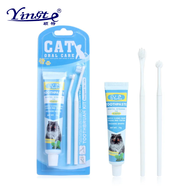 Pet toothbrush toothpaste set pet oral cleaning supplies cat toothbrush cat toothpaste set