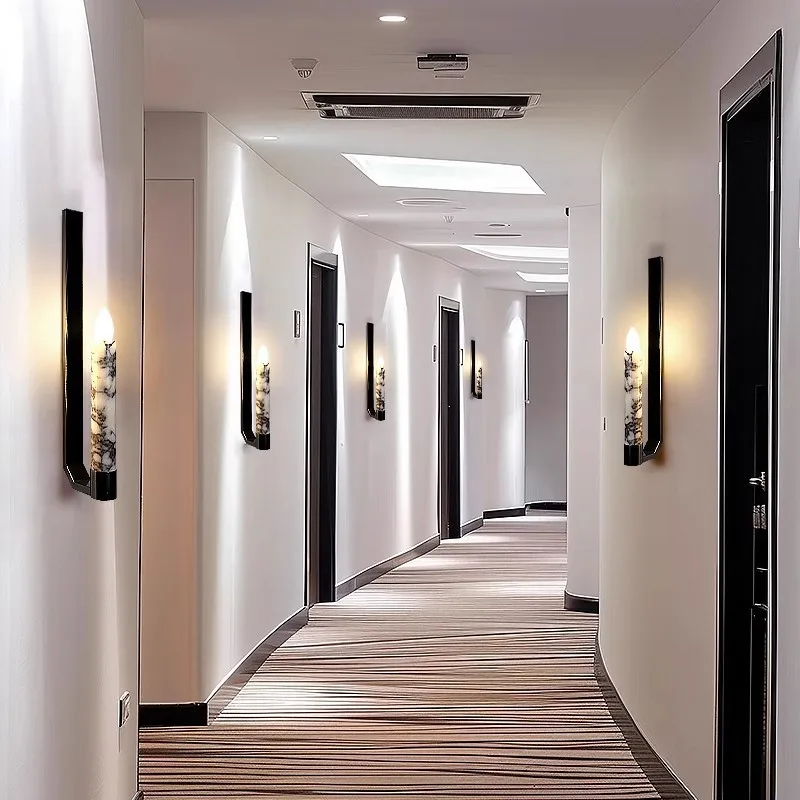 Lampa ścienna z marmuru, włoski styl, luksusowa lampa do salonu w willi, francuski średniowieczny korytarz