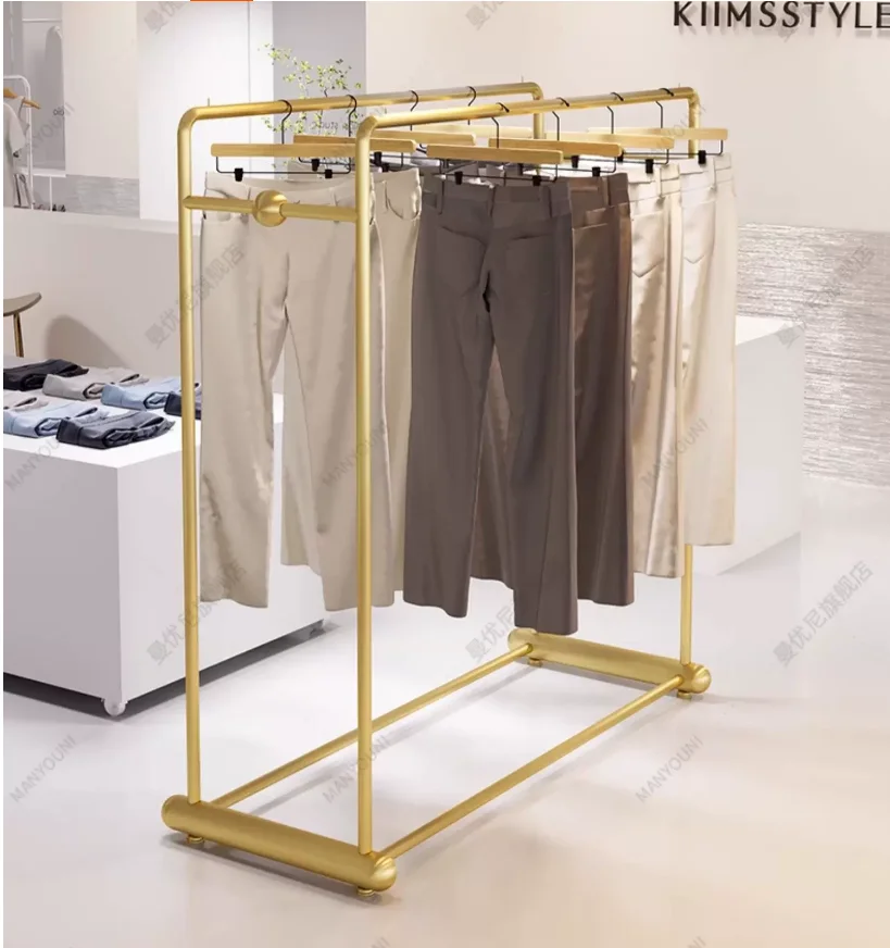 Women's Clothing Store Display Rack Affordable Luxury Double Row Middle Store Rack for Fashionable Apparel Organization