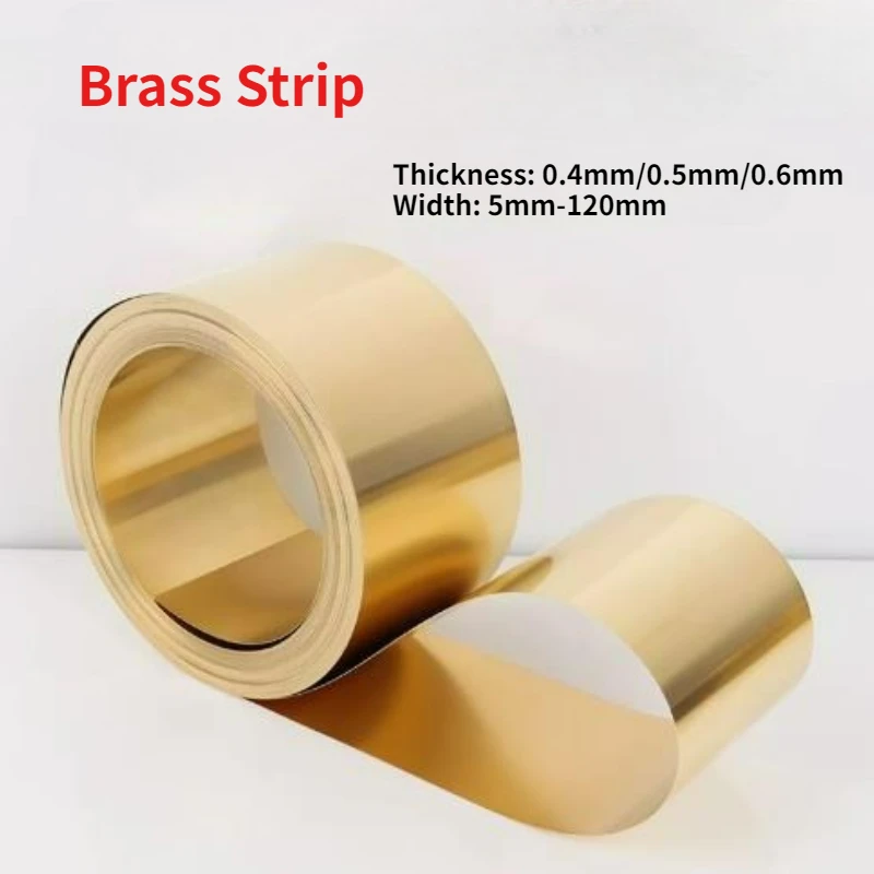 1/2M Thickness 0.4mm-0.6mm Brass Strip Sheet Thin Gold Film Tape Brass Foil Plate DIY Customized Width 5mm-120mm