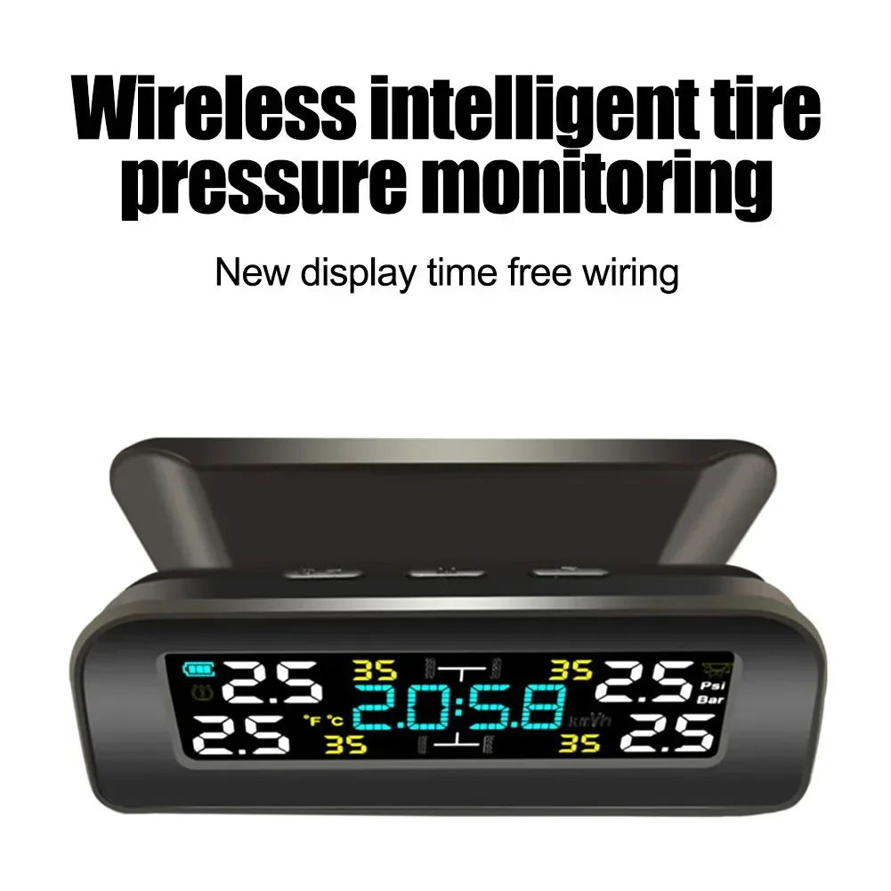 Car Solar TPMS With Color LCD Display For Real-time Tire Pressure And Temperature Wireless Solar Tire Pressure Monitoring System