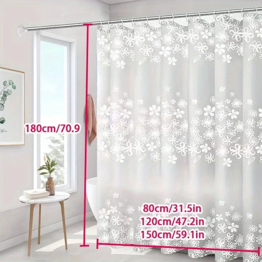 Bathroom shower curtain, partition curtain, door curtain, printed shower curtain, PEVA anti mold, waterproof, and non punching i