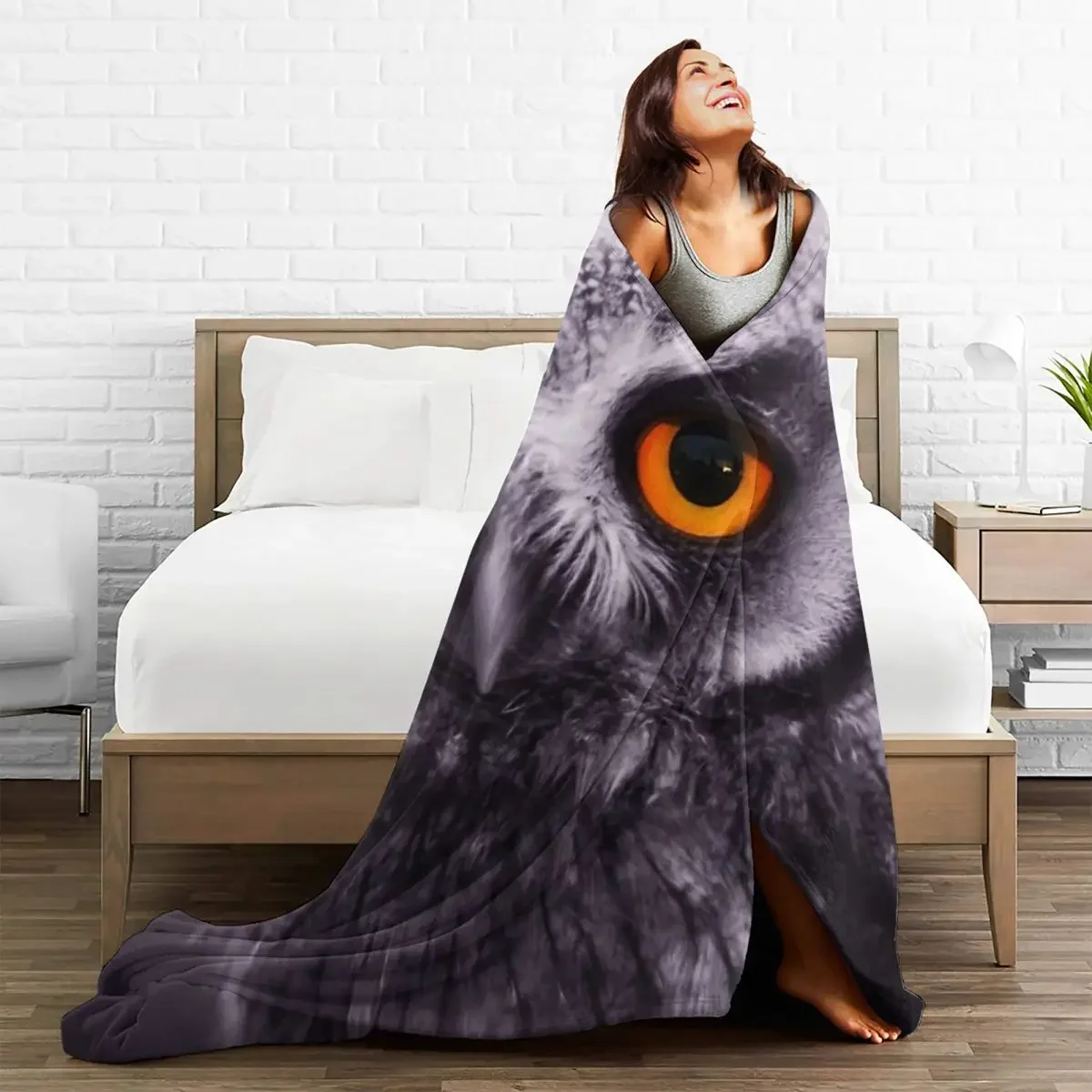 

3D Print Owl Baby Blankets Fleece All Season Cute Animal Cartoon Super Breathable Warm Throw for Home Car Plush Thin Quilt