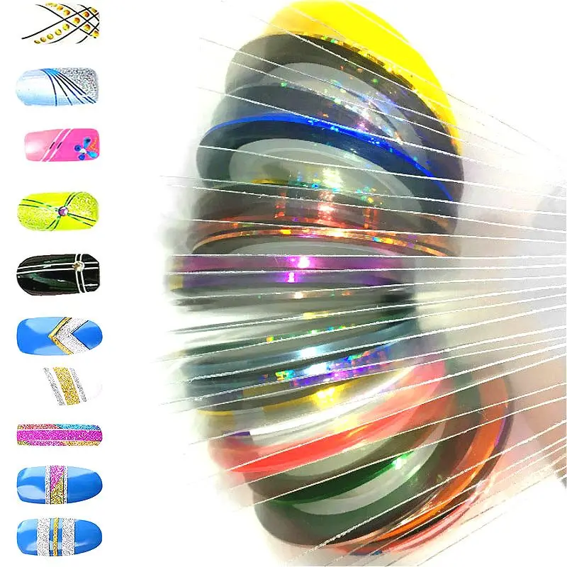 

10pcs Nail Striping Tape Metallic Yarn Line 3d Nail Art Tool Color Rolls Nail Decals DIY Nail Tips Sticker Decoration