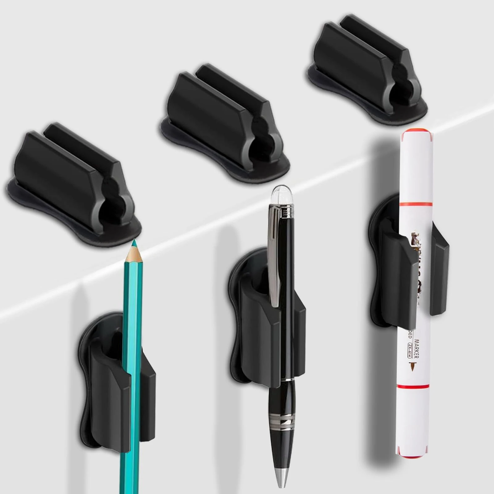 3 Pack Silicone Adhesive  Pencil Holders for Desk Pen Holder for Wall, Office, School,Home Art Supply,Gift Cable Organizer Clip
