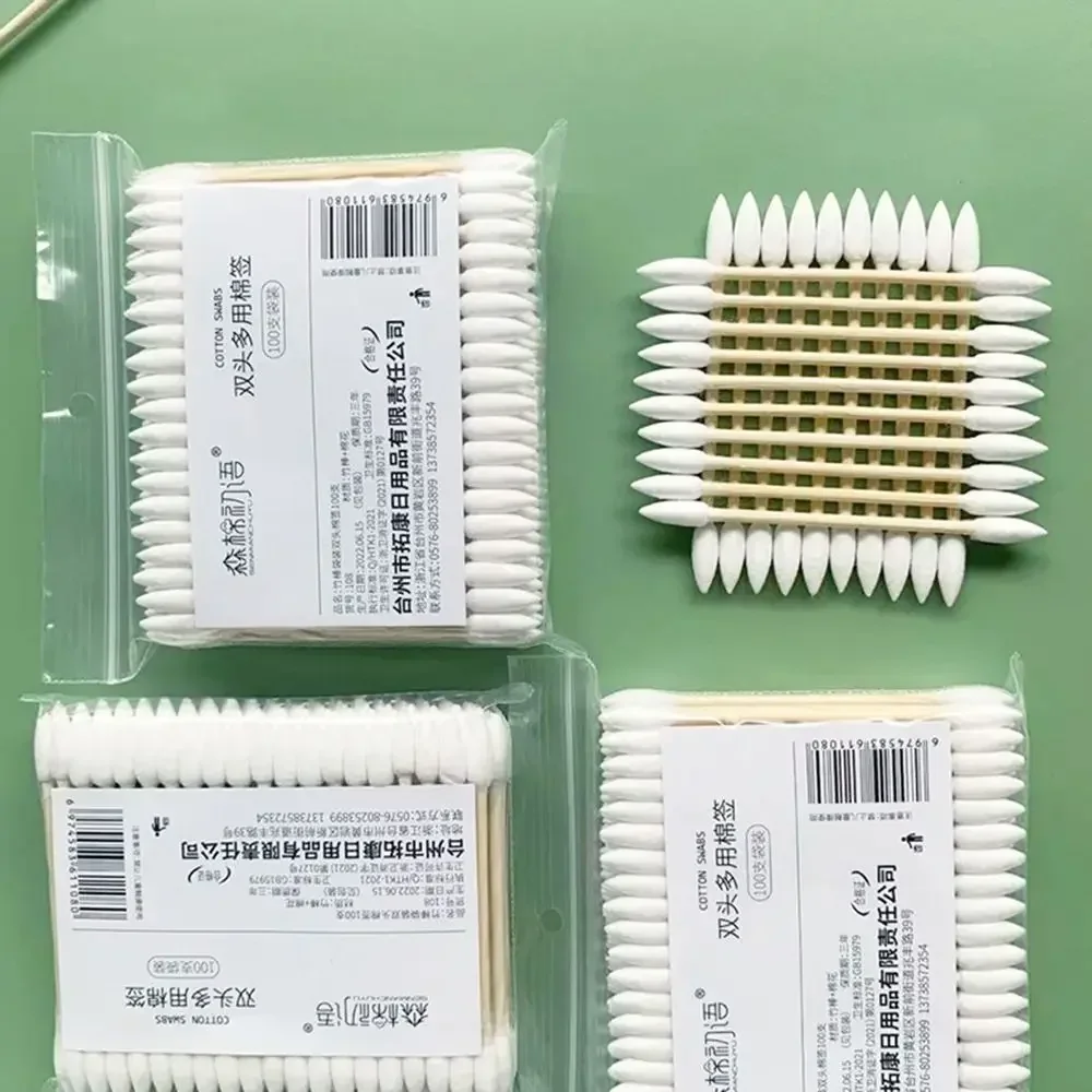 Bastoncini di cotone a doppia punta in cotone naturale Punte a doppia precisione Tamponi di cotone usa e getta Pulizia delle aree strette Strumento per la pulizia