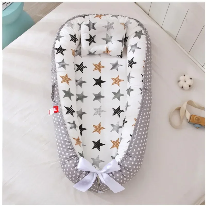 Breathable Cotton Removable and Washable Portable Crib Mid-bed Bionic Baby Nest Baby Pillow Travel Crib