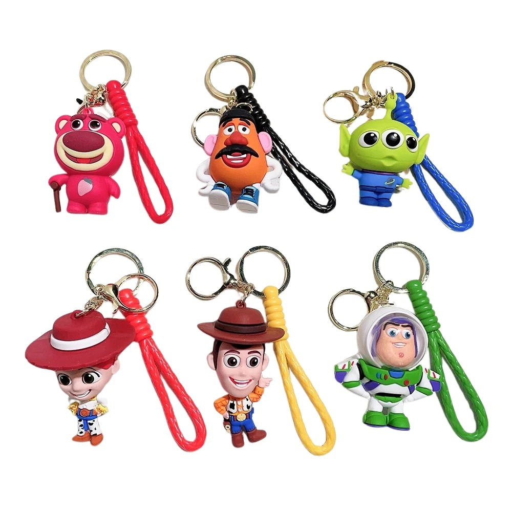 6 Pcs/set Disney Anime Toy Story Keychain Cute Woody Buzz Lightyear Doll Keychain Couple Bag Pendant Key Chain Jewelry Toy Gifts